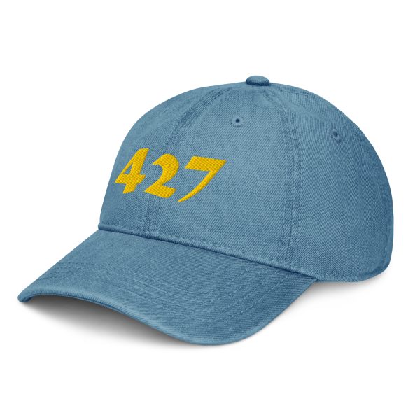 Blue and Yellow Denim Hat - Image 4